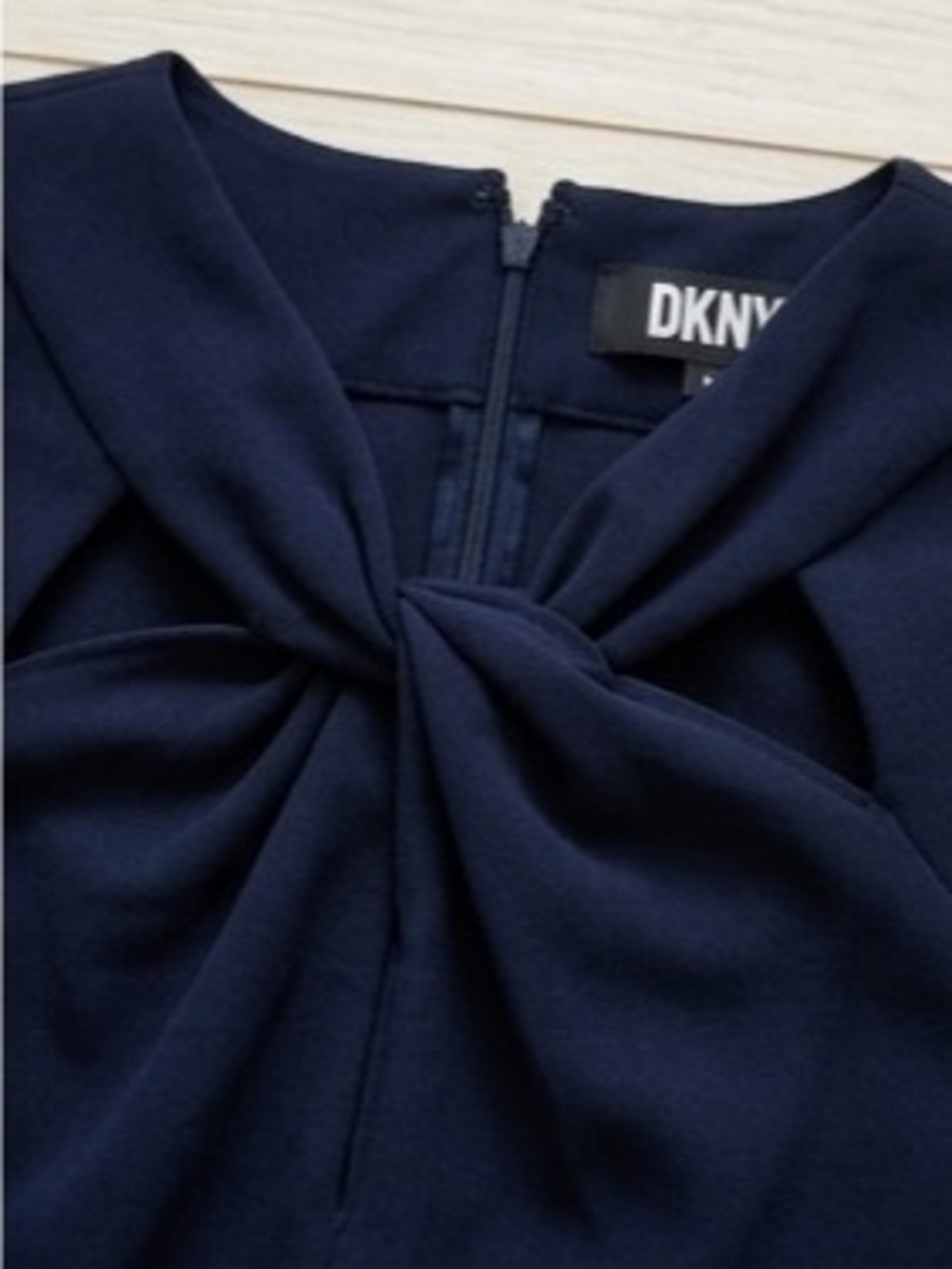DKNYC Navy Knot-Neck Cap Sleeve Blouse - Picture 3 of 5